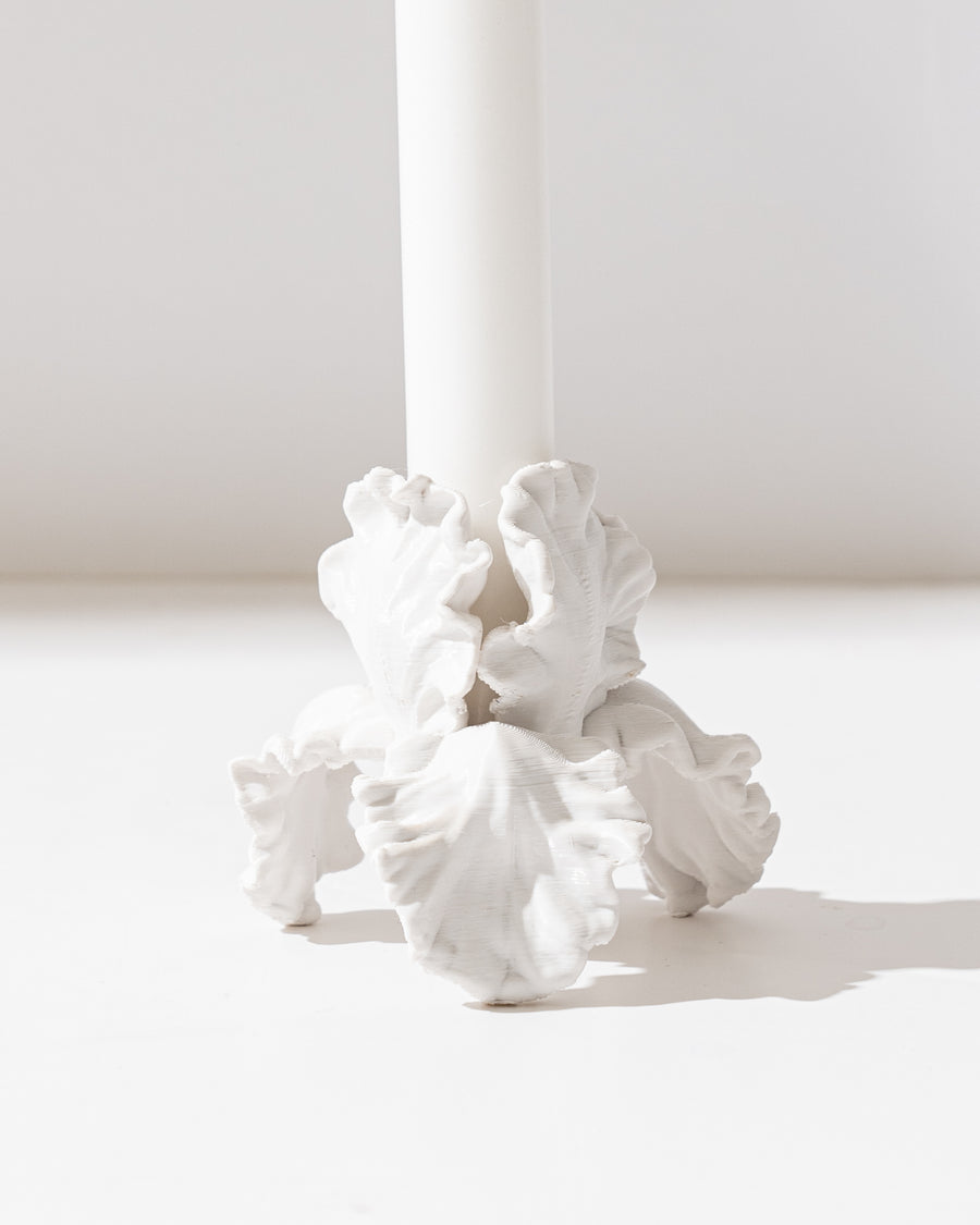 Flower Candle Holder | White